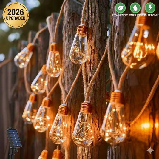 Outdoor Hemp Rope Solar String Lights